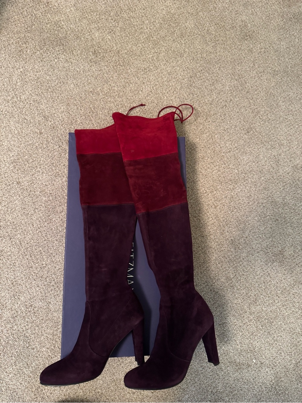 Stuart Weitzman Troika Boots in Berry Suede